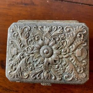 Vintage footed Japanese metal trinket box